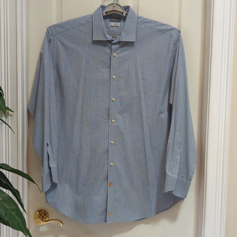 Thomas Dean Men's Long Sleeve Button Down Dress Shirt - Plaid Size XXL